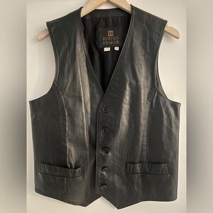 Byrnes & Baker Black Leather Button Vest size 40